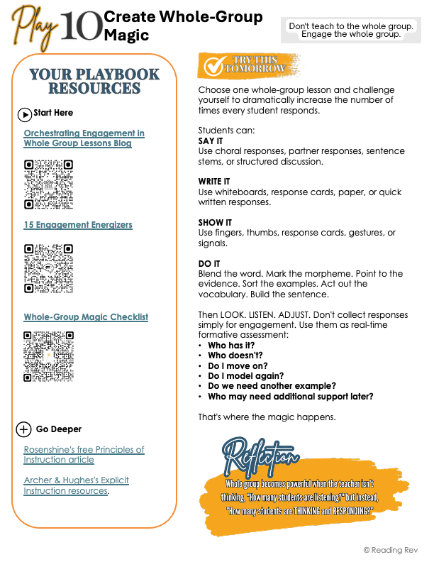 Tier 1 Literacy Playbook | 10 Research-Based Plays for Stronger Literacy Instruction
