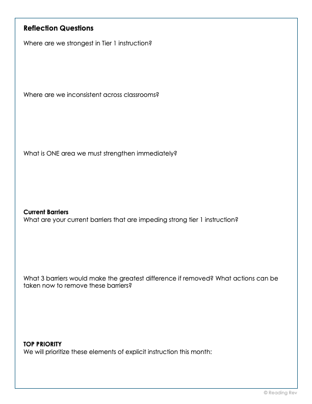 Structured Literacy Checklist & School Reflection Guide