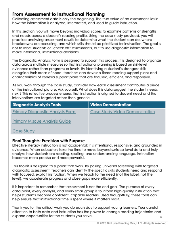 K-2 Diagnostic Assessment Toolkit