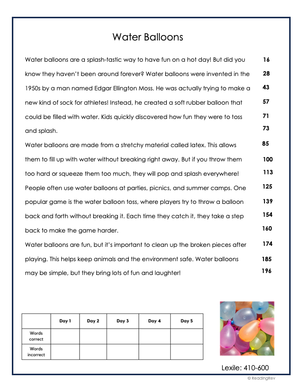 6 Week Fluency Intervention Set 3