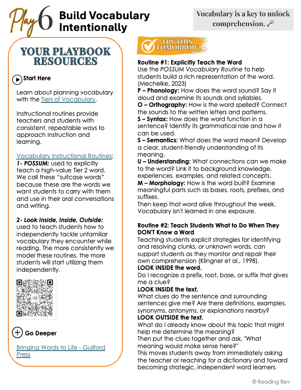 Tier 1 Literacy Playbook | 10 Research-Based Plays for Stronger Literacy Instruction