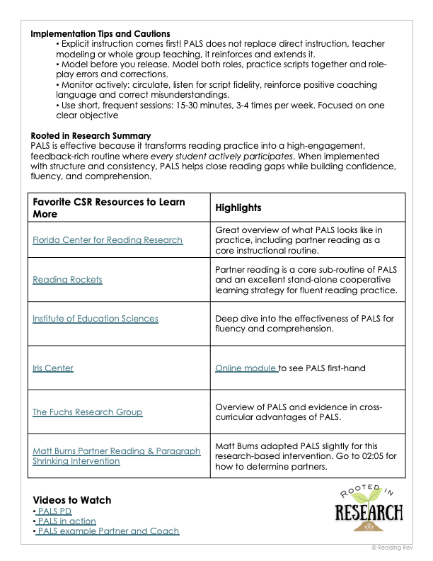 Peer-Assisted Learning Strategy - Rooted in Research