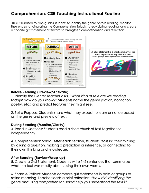 Collaborative Strategic Reading  (CSR Strategy)