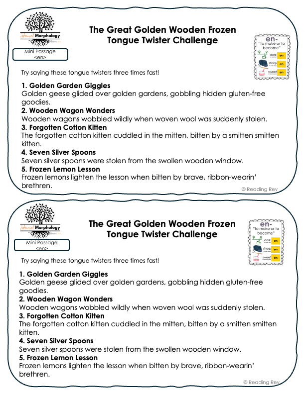 Advanced Word Study Mini-Passages