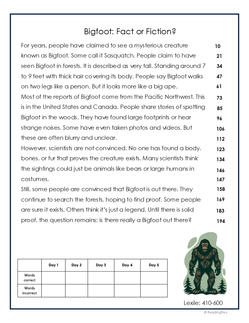 6 Week Fluency Intervention Set 2