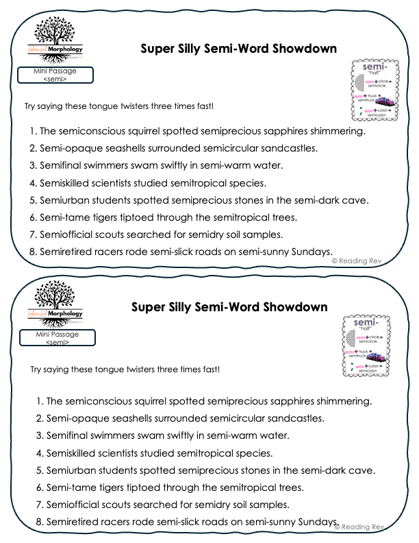 Advanced Word Study Mini-Passages